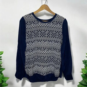 Diane Von Furstenberg Louisa 100% Silk Patterned Color block Popover Blouse